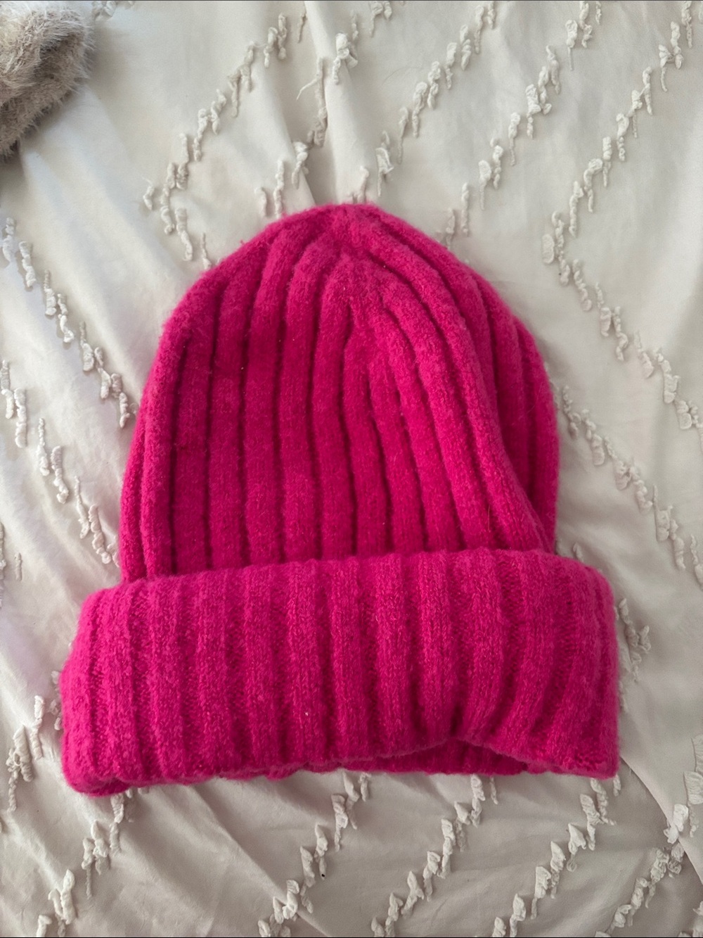 Maeve Hot Pink Ribbed Knit Scrunchie